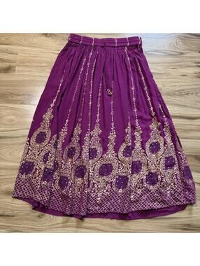 Monroe & Main Plum Sequin Boho Maxi Skirt Whimsigoth